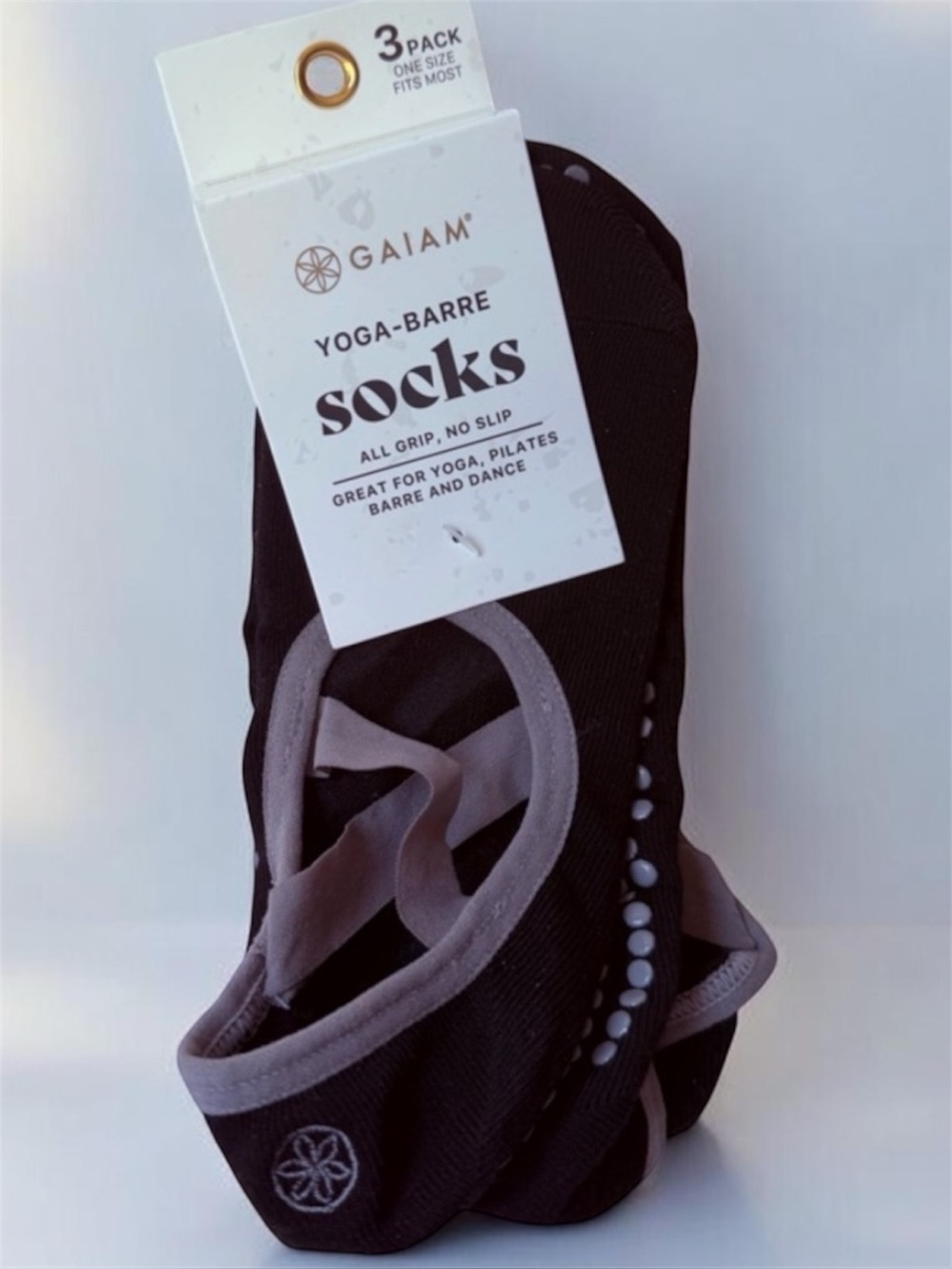 GAIAM Black and Light Taupe Ballet ,yoga,dance Grip Socks. Unisex